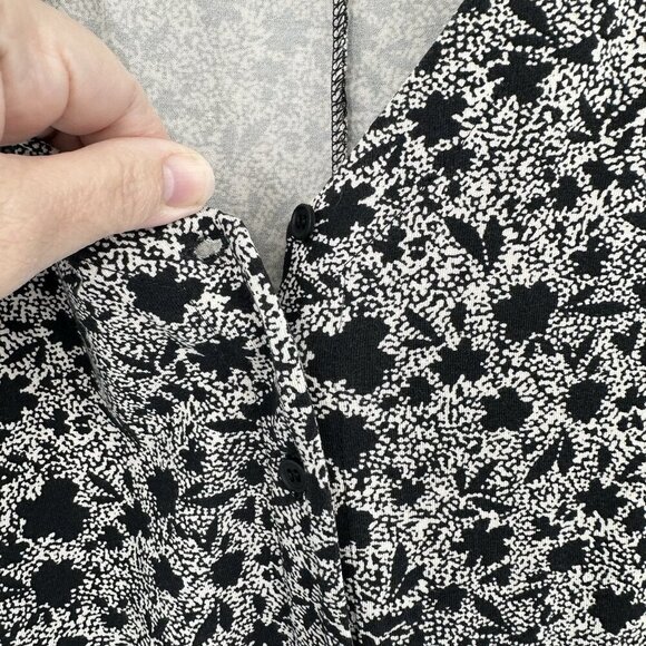 GARNET HILL tank dress button front knit sleeveless floral pockets black M - Picture 7 of 10